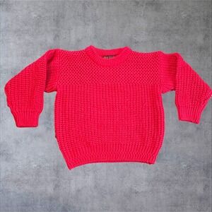 Vintage High Sierra Red Chunky Knit Crew Neck Sweater Kids Size S/4 RN 48557